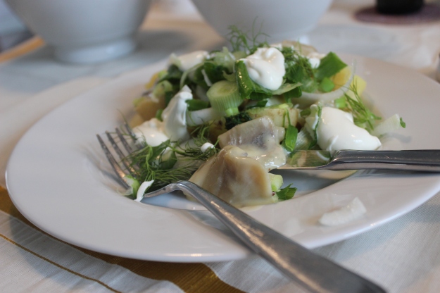 Finnish dish new potatoes with pickled herring